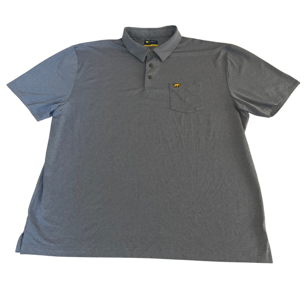 Jack Nicklaus Polo Shirt Mens XXL Blue Short Sleeve Stretch Golden Bear Pocket